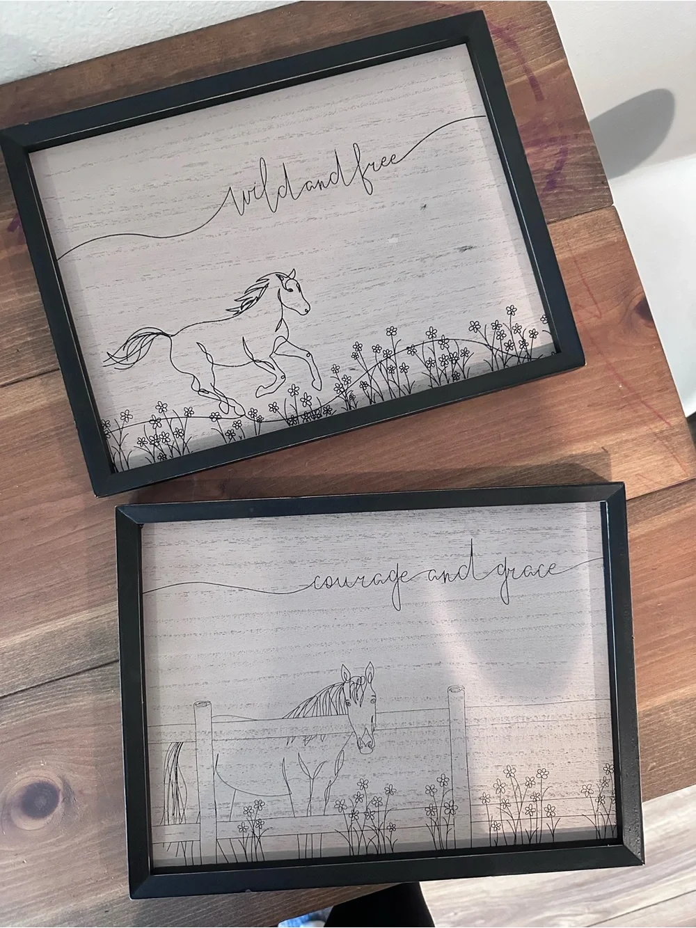 Black Framed 'Wild and Free' Horse Wall Art - Brand Unknown